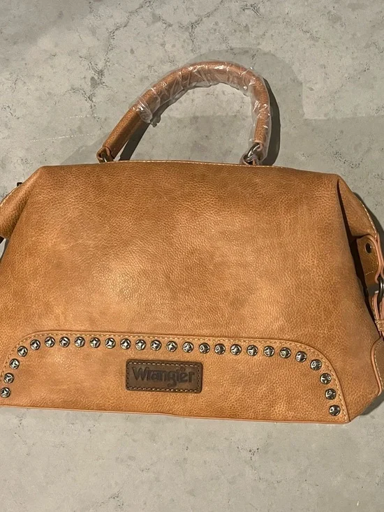 Wrangler Tan Studded Satchel Handbag - Picture 1 of 3